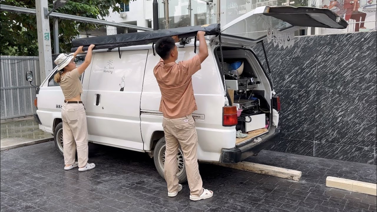 ASMR Cafe Vlog Mini Coffee Cute Van Trailers Shop Modified Kopi Street Food Truck Mobile Catering