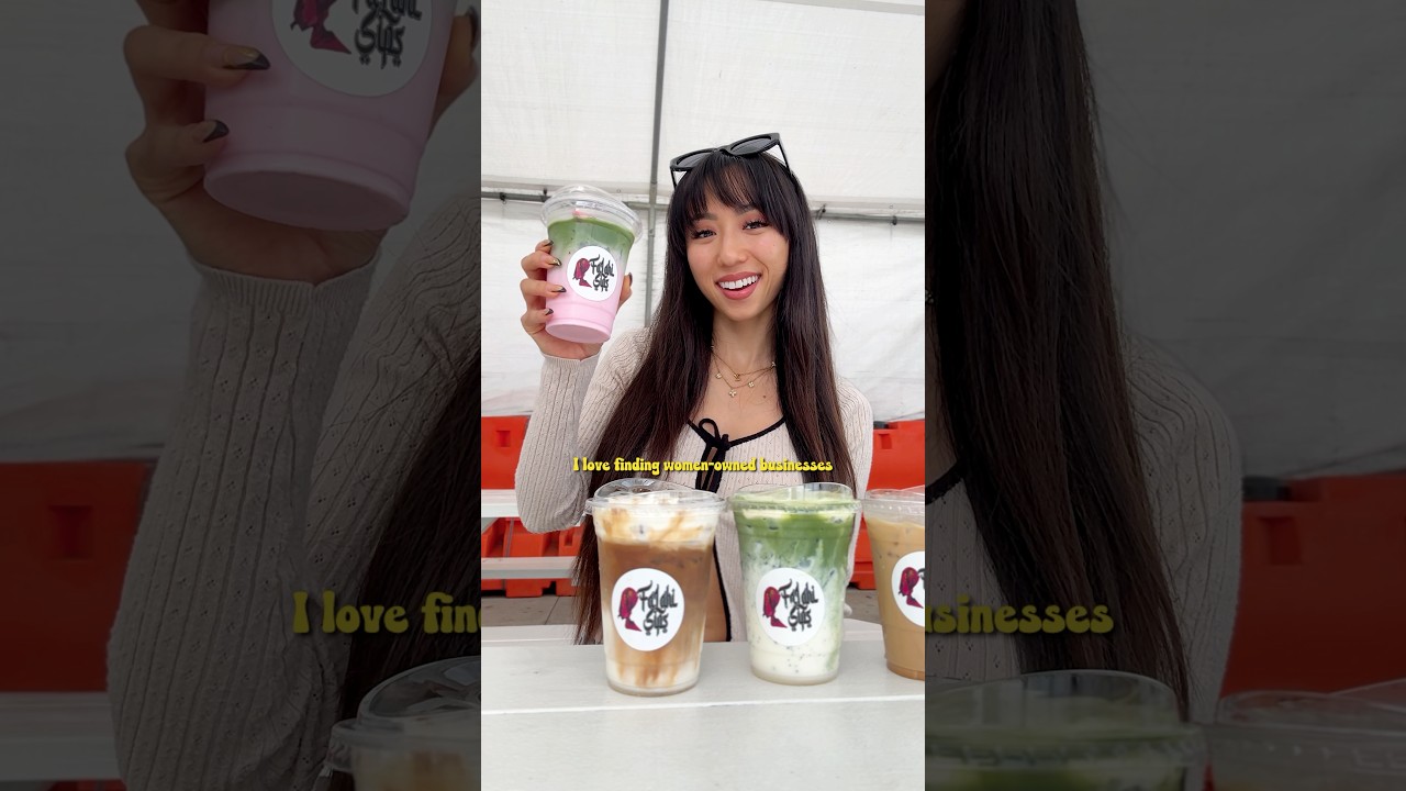 My new fave banana matcha from a woman-owned Middle Eastern coffee cart! 🍌🍵 #CoffeeCart #Matcha